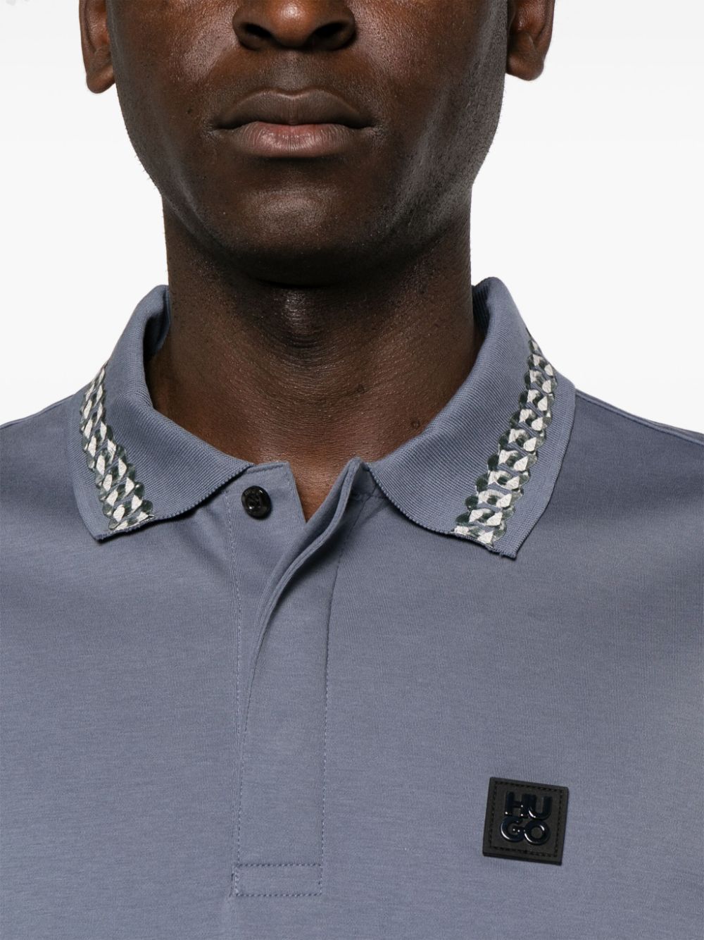 Shop Hugo Boss Logo-patch Cotton Polo Shirt In Blue