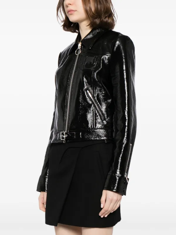 Courrèges Iconic Zipped Vinyl Jacket | Black | FARFETCH
