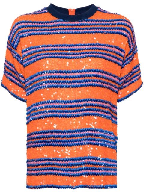 Ashish striped sequin-embellished T-shirt