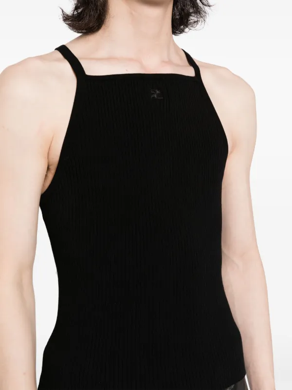 Courrèges ribbed-knit Tank Top | Black | FARFETCH RO