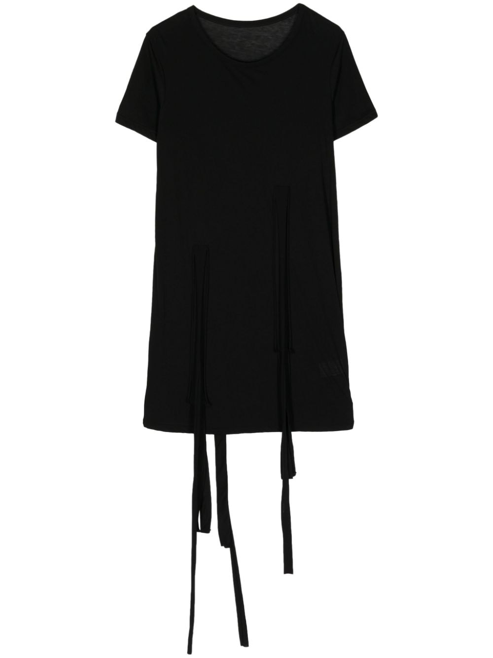 Yohji Yamamoto Lang katoenen T-shirt met trekkoord Zwart
