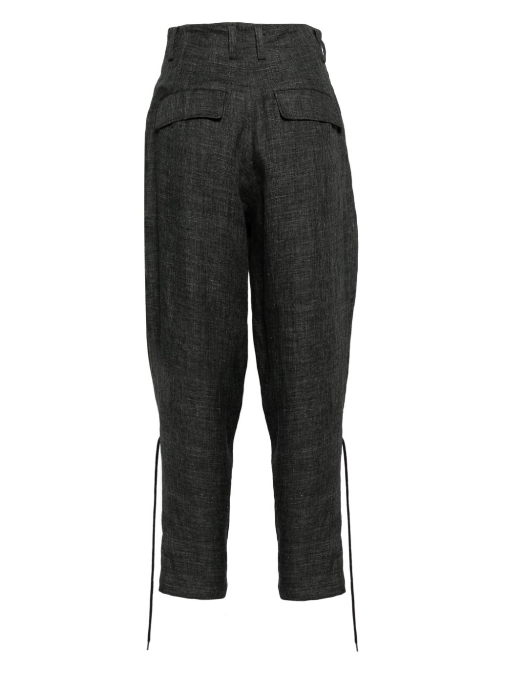 Shop Y's Tapered-leg Linen Trousers In Grau