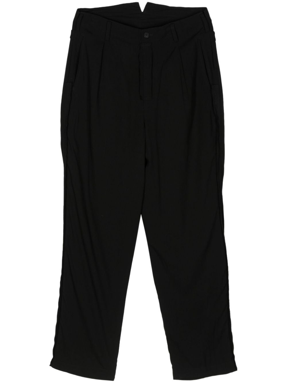 Y's pleat-detail straight-leg trousers Zwart