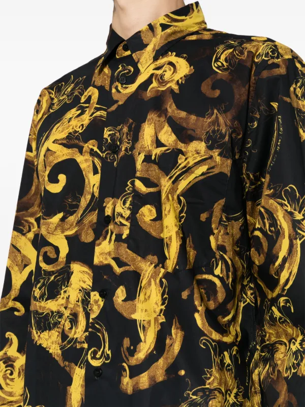 Versace Jeans Couture baroque-print Cotton Shirt Black FARFETCH IN