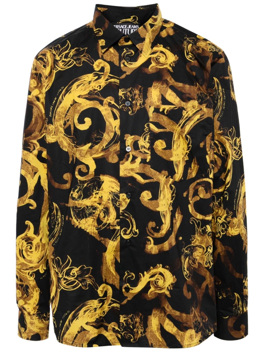 Versace Jeans Couture Katoenen overhemd met barokprint Zwart