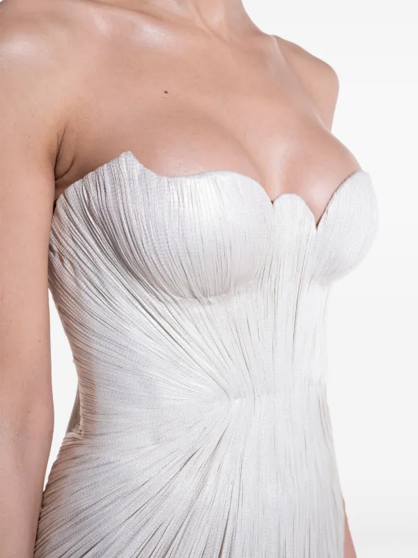 Maria Lucia Hohan Strapeless Pleated Gown | White | FARFETCH