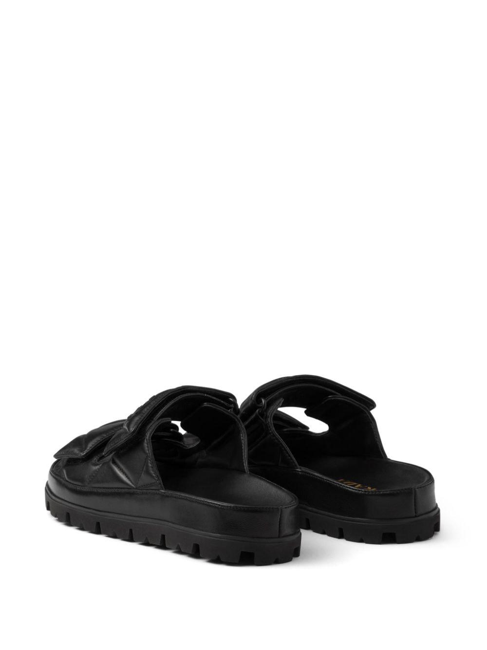 Shop Prada Padded Leather Sandals In 黑色