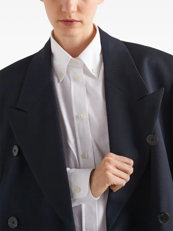 Prada logo-embroidered Cotton Shirt | White | FARFETCH