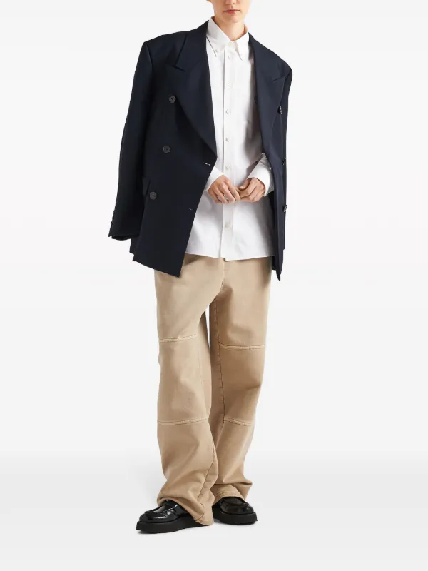 Prada logo-embroidered Cotton Shirt | White | FARFETCH