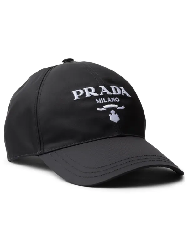 Prada logo embroidered Baseball Cap Black FARFETCH