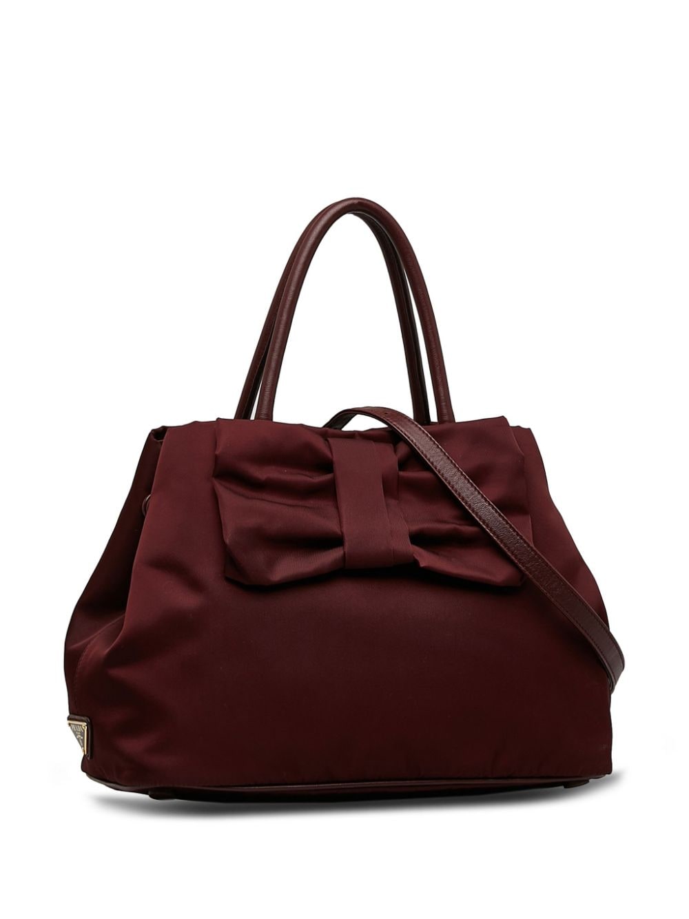 Pre-owned Prada Fiocco Bow Tessuto Tote Bag In Red