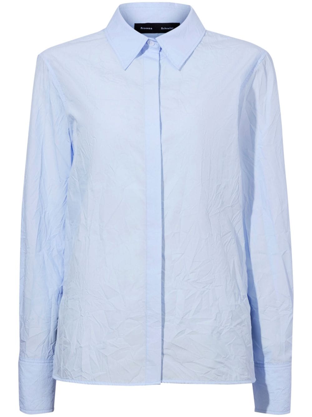 Proenza Schouler Crinkled Cotton Allen Shirt In Blue