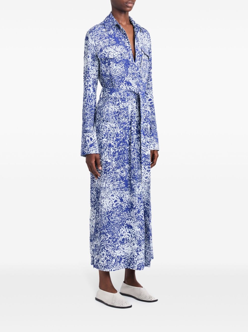 Shop Proenza Schouler Abstract-print Crepe Maxi Dress In Blue