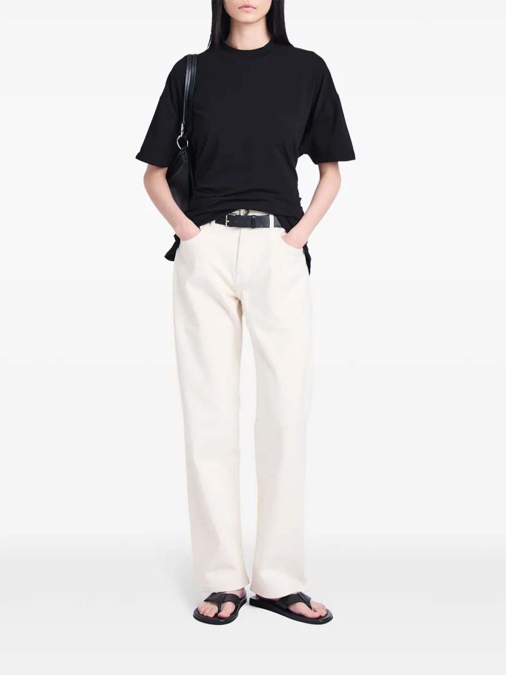 Proenza Schouler White Label Mira drop-shoulder cotton T-shirt - Zwart