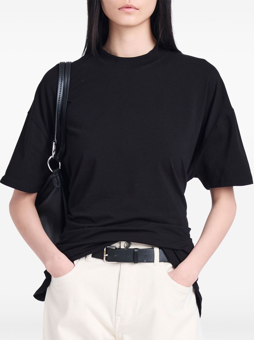 Shop Proenza Schouler White Label Mira Drop-shoulder Cotton T-shirt In Black