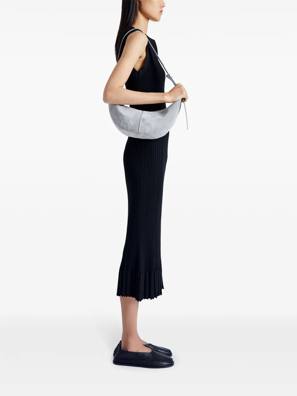 Shop Proenza Schouler Slide Suede Shoulder Bag In Grey