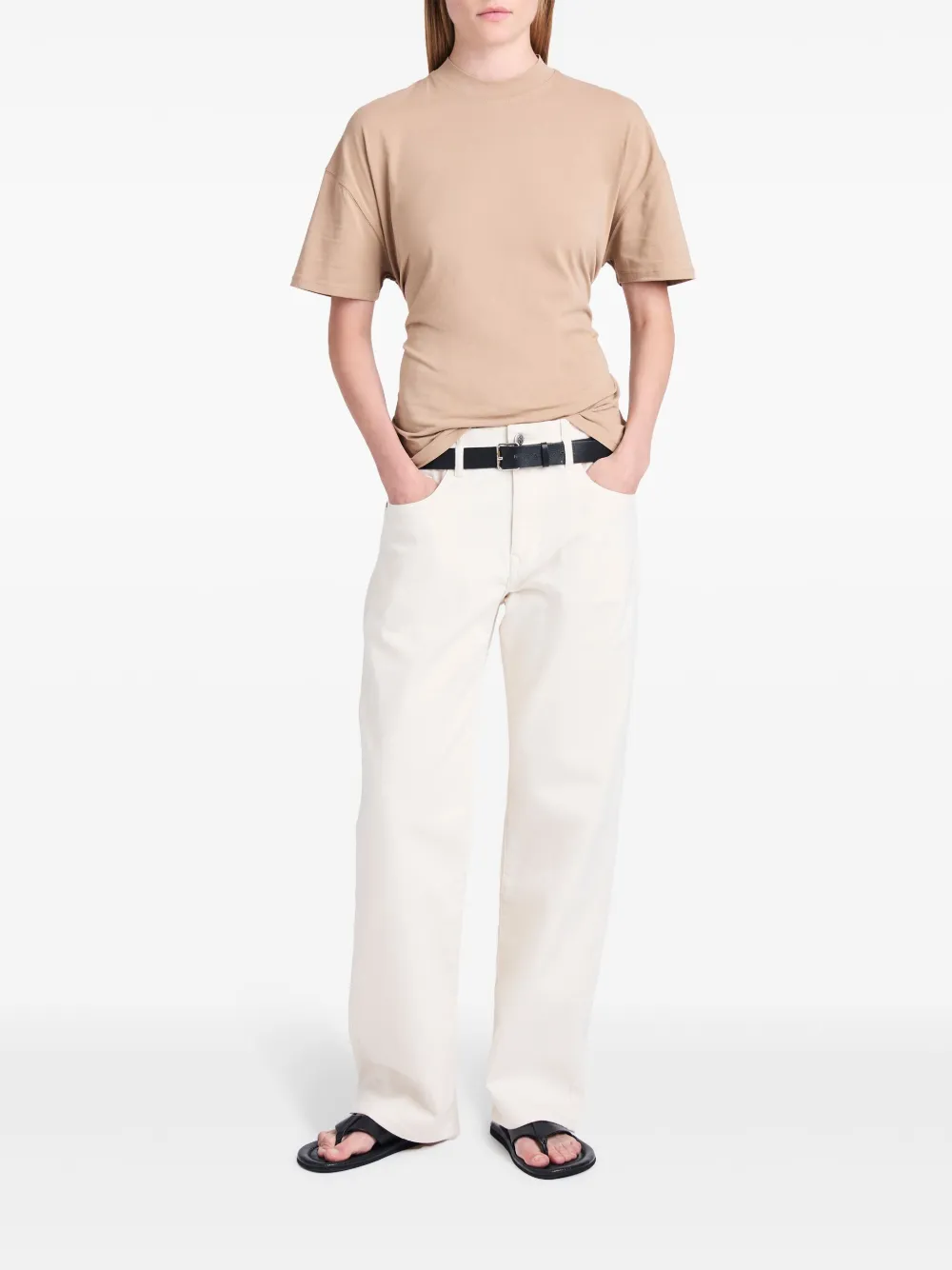 Proenza Schouler White Label Mira drop-shoulder cotton T-shirt - Beige