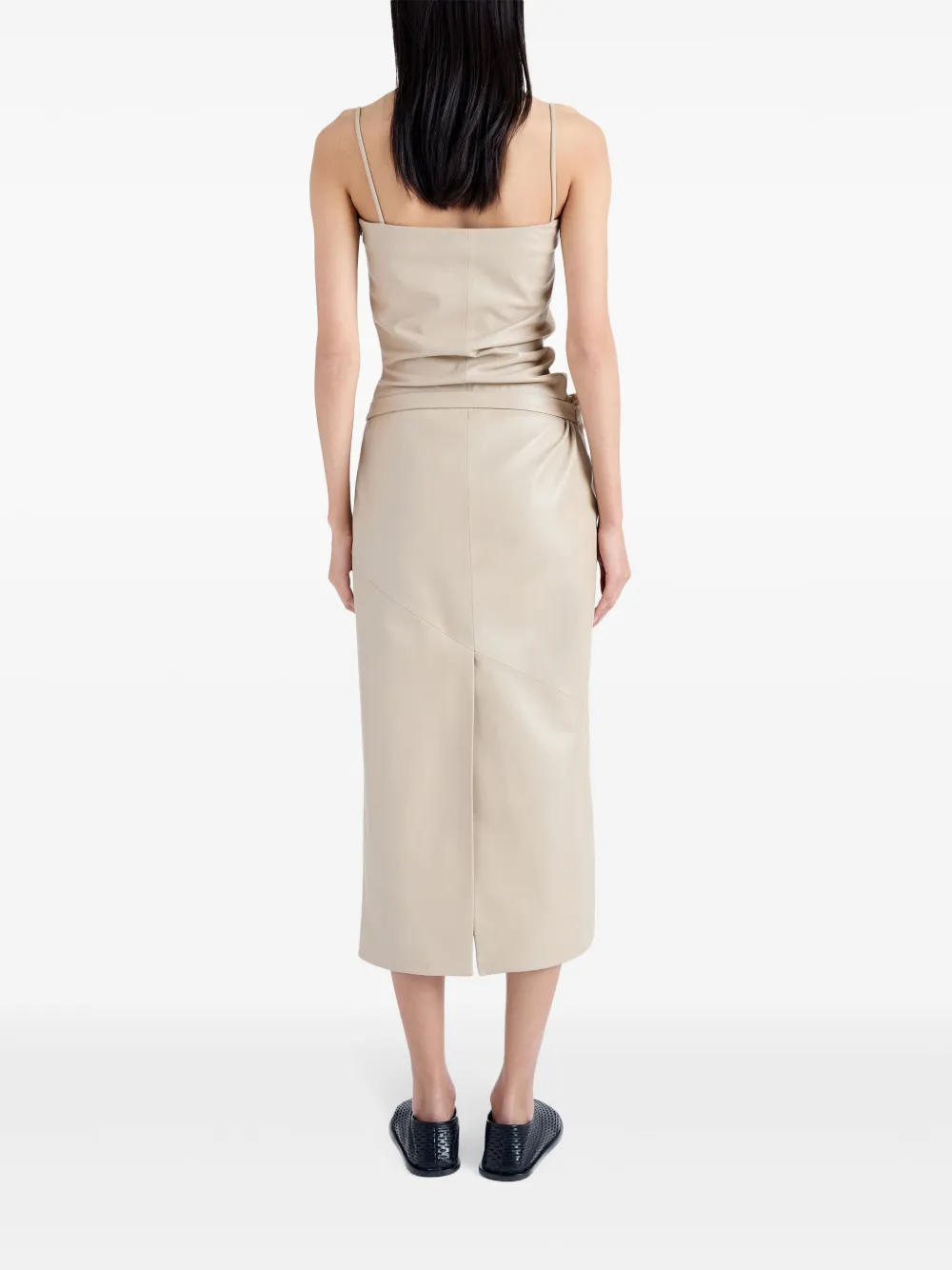 Proenza Schouler Leren midi-jurk Beige