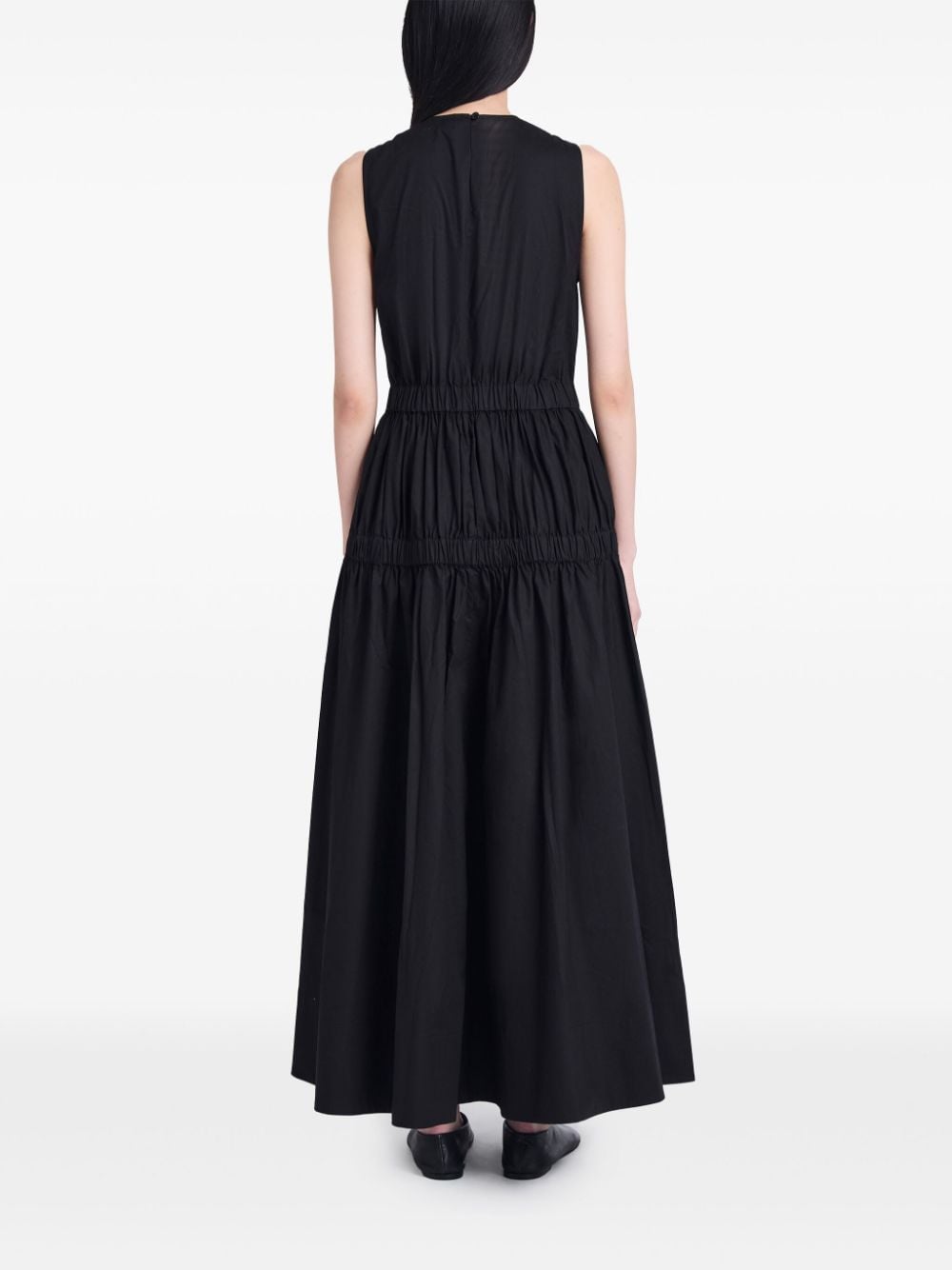 Shop Proenza Schouler White Label Libby Ruched-detail Cotton Dress In Black