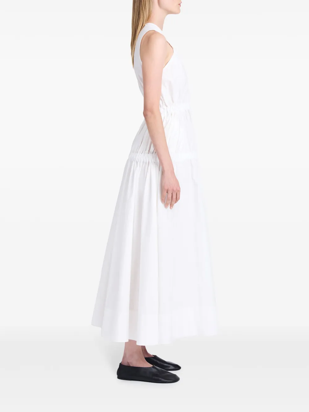 Shop Proenza Schouler White Label Libby Ruched-detail Cotton Dress In White