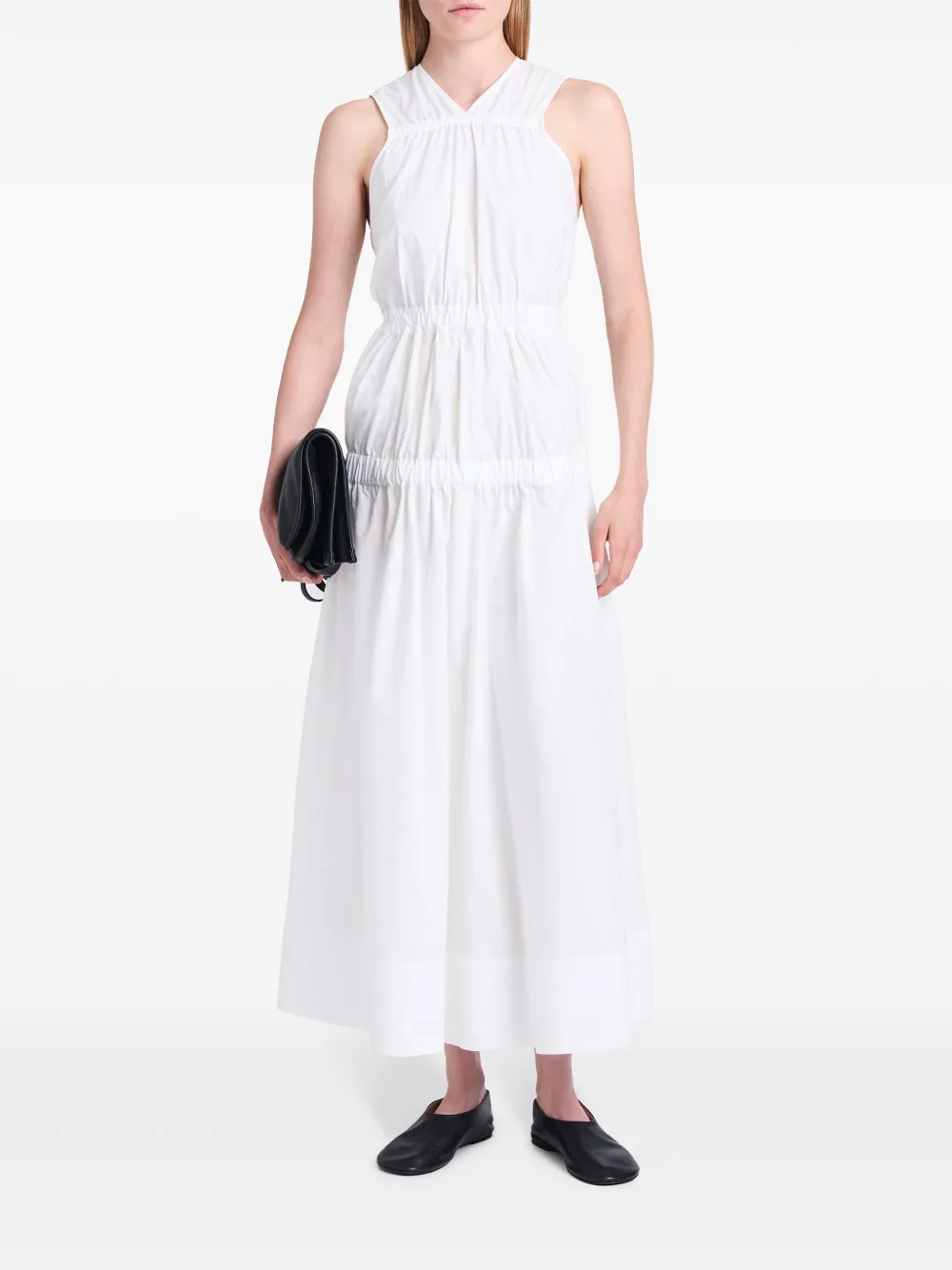 Shop Proenza Schouler White Label Libby Ruched-detail Cotton Dress In White
