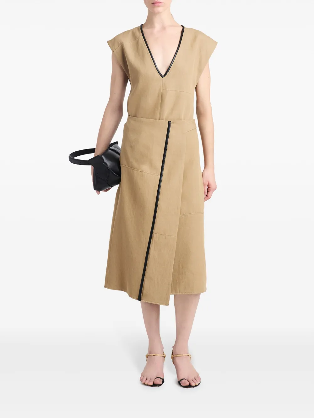 Proenza Schouler Wikkeljurk met V-hals van katoenblend Beige