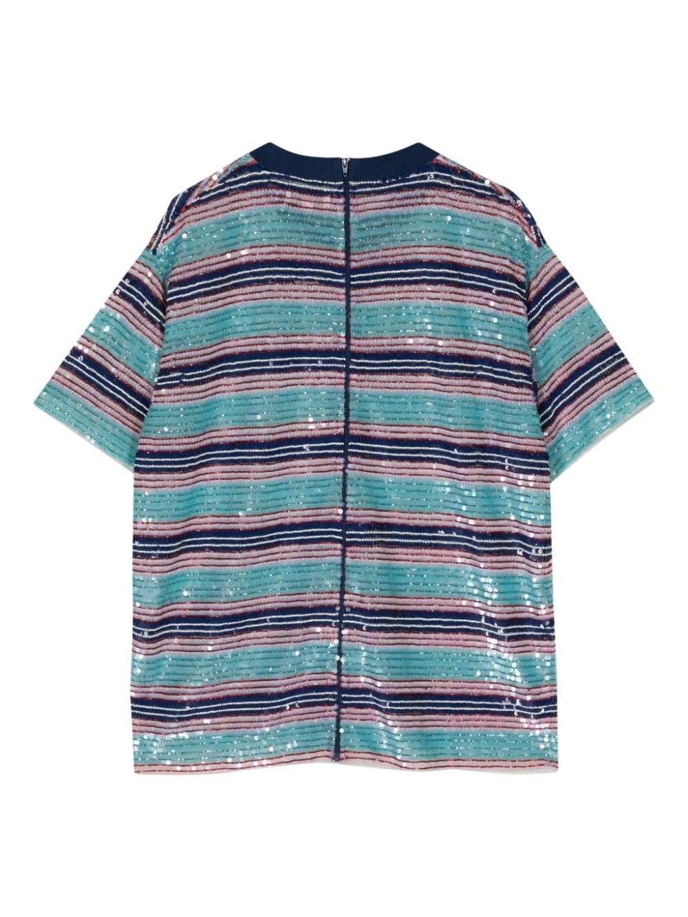 Shop Ashish Striped Sequin-embellished T-shirt In Blue