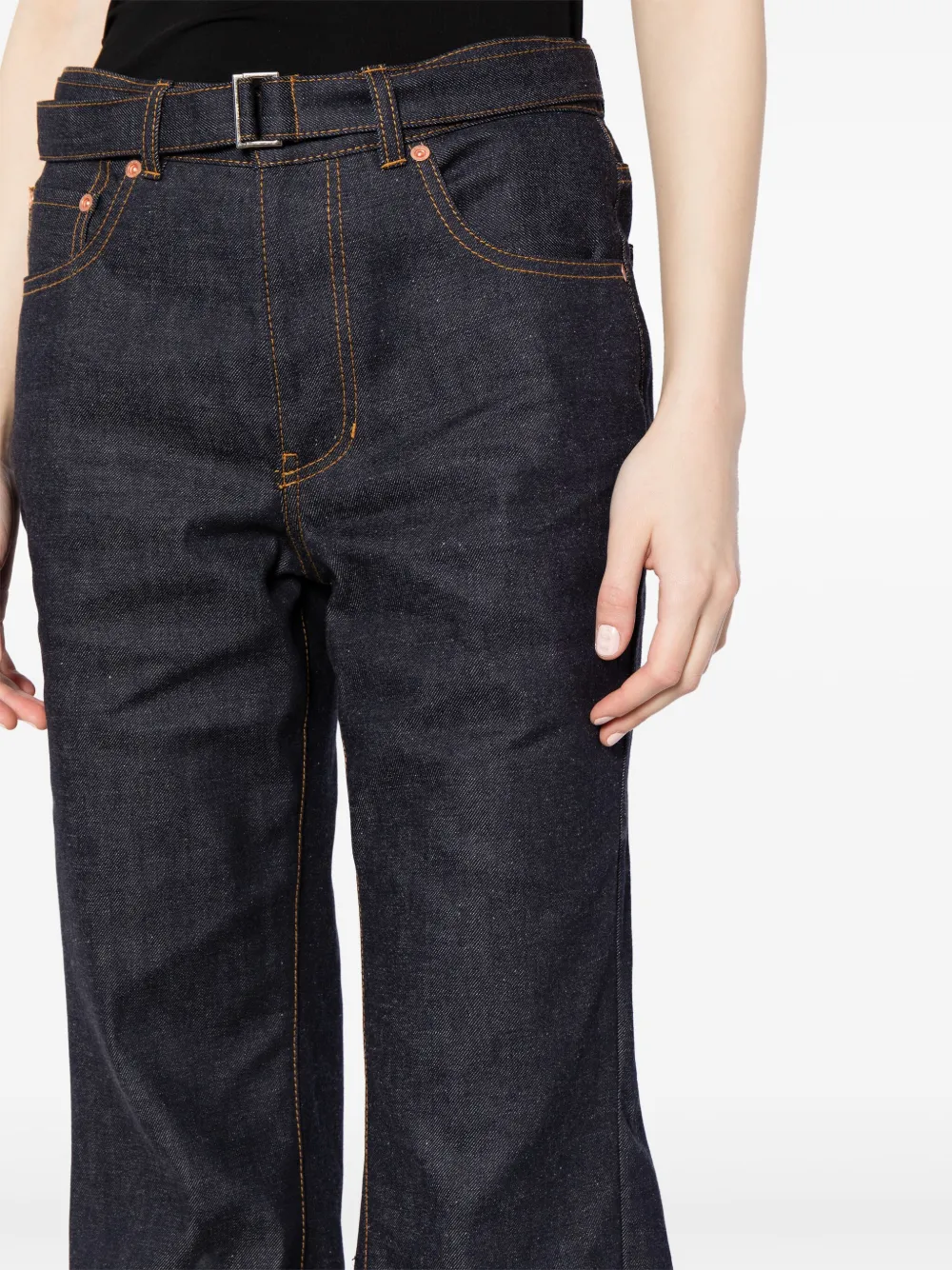 Shop Sacai Mid-rise Flared Jeans In Blue