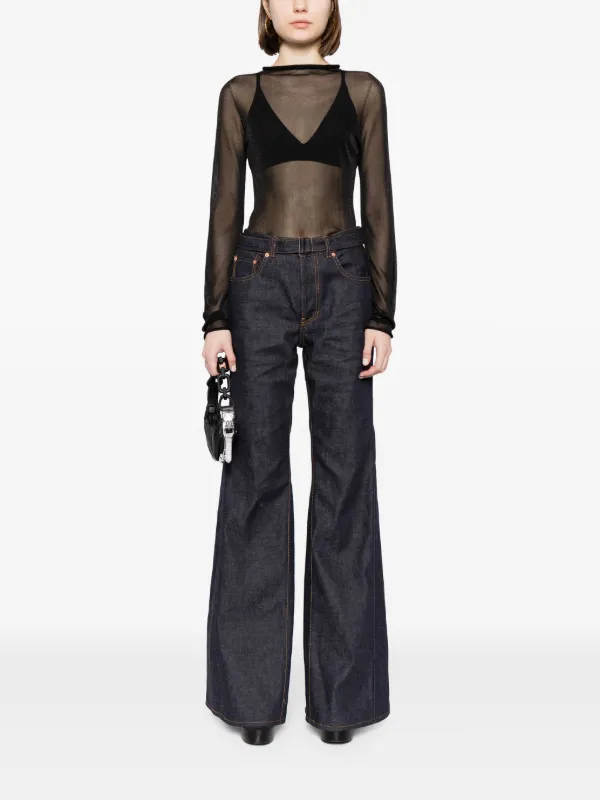Sacai ミッドライズ フレアジーンズ | ホワイト | FARFETCH JP