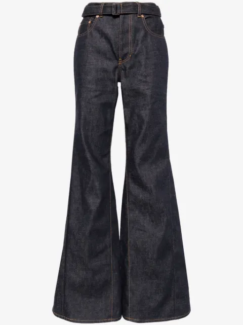 sacai mid-rise flared jeans