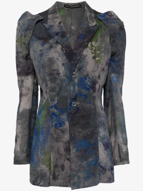 Y's abstract-pattern print cotton-blend blazer