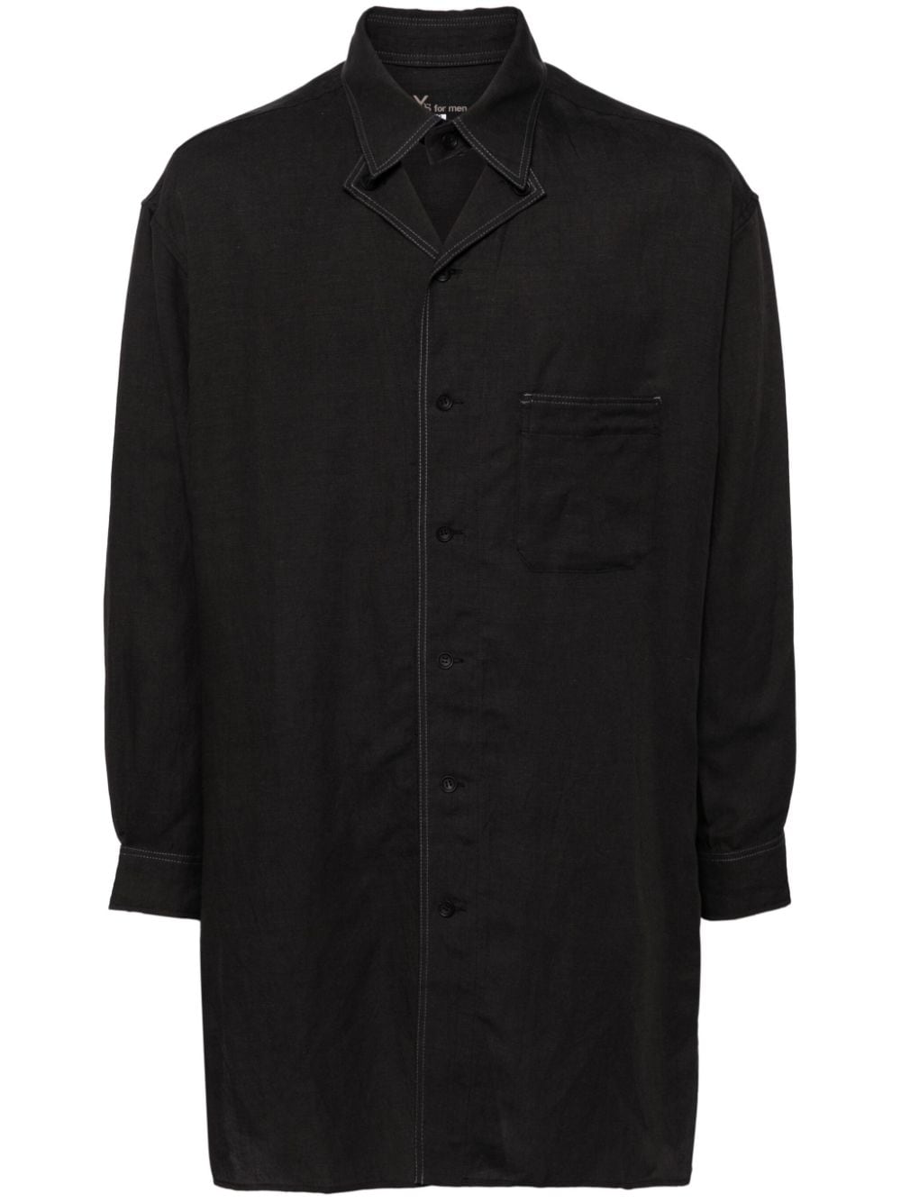 Y's Double-collar Long Shirt In Black