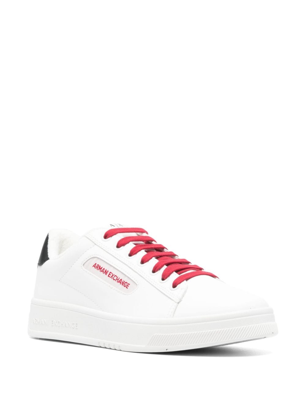 Shop Armani Exchange Embroidered-logo Sneakers In White