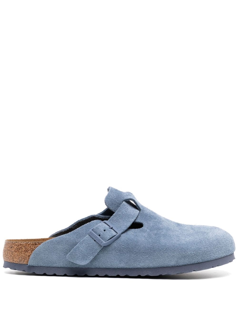 Shop Birkenstock Buckled Suede Leather Slippers In Blue