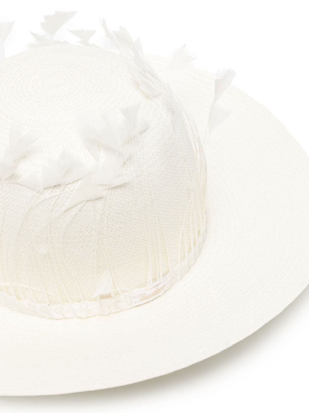 Shop Borsalino Feather-detail Straw Hat In Neutrals