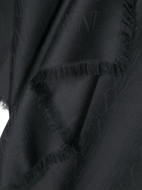 Saint Laurent logo-jacquard modal-blend Scarf | Black | FARFETCH