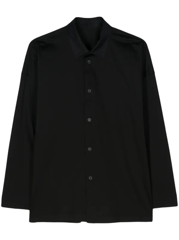 Homme Plissé Issey Miyake Streamline Cotton Shirt | Black | FARFETCH