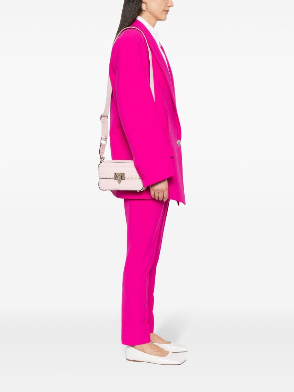 Shop Valentino Rockstud-embellished Crossboady Bag In Pink
