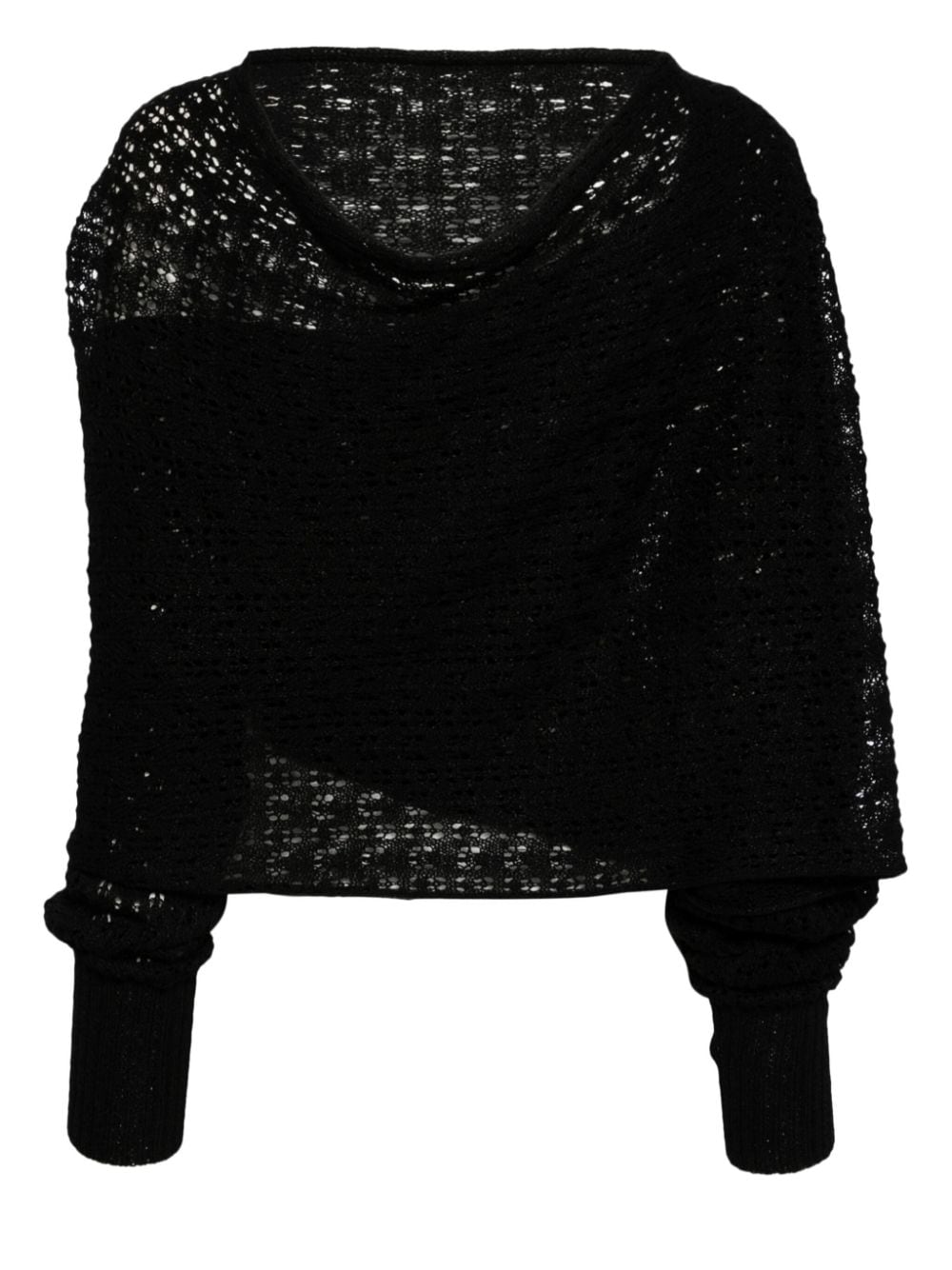 Yohji Yamamoto open-knit draped jumper - Zwart