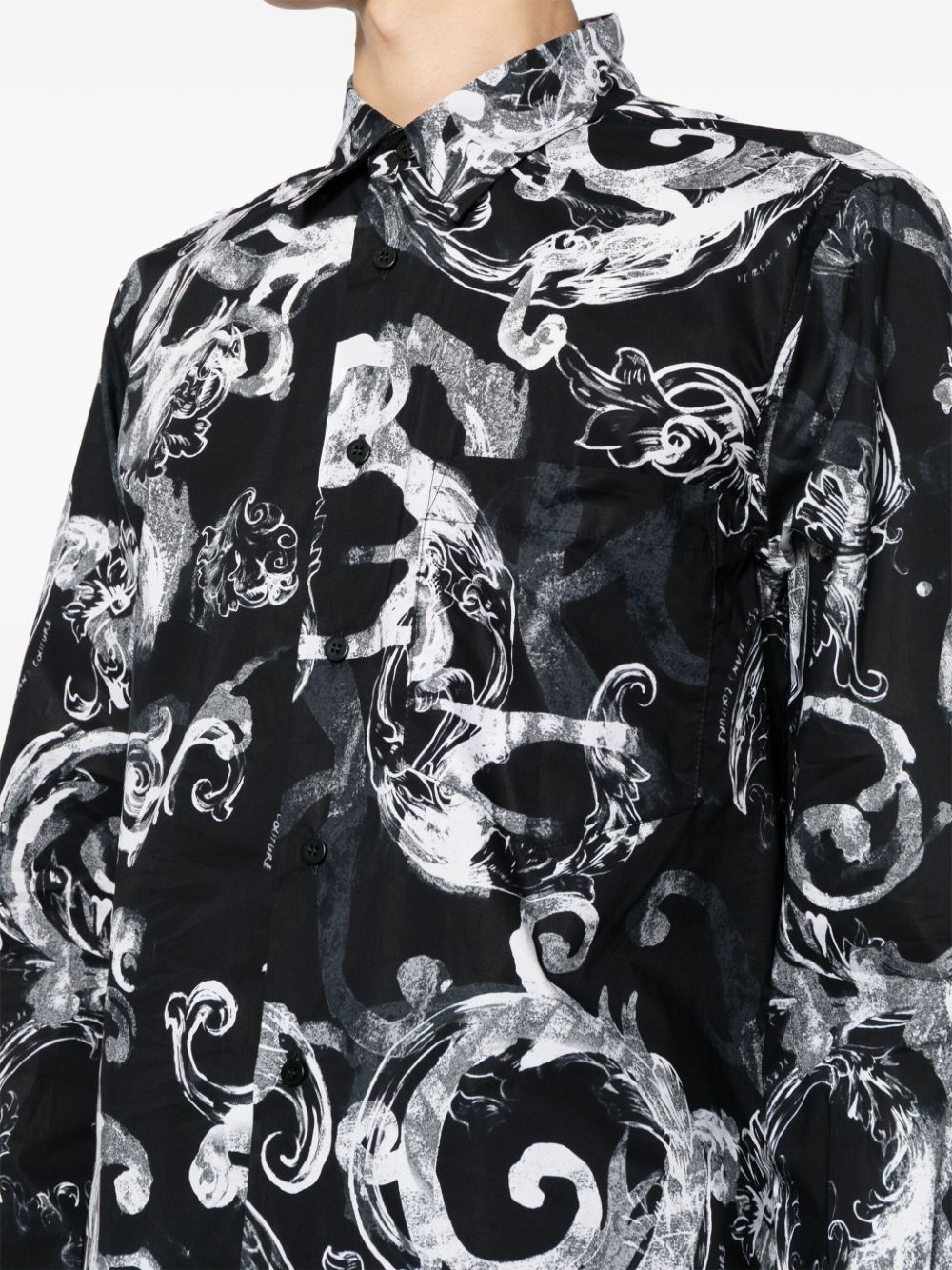 Versace Jeans Couture Katoenen overhemd met barokprint Zwart