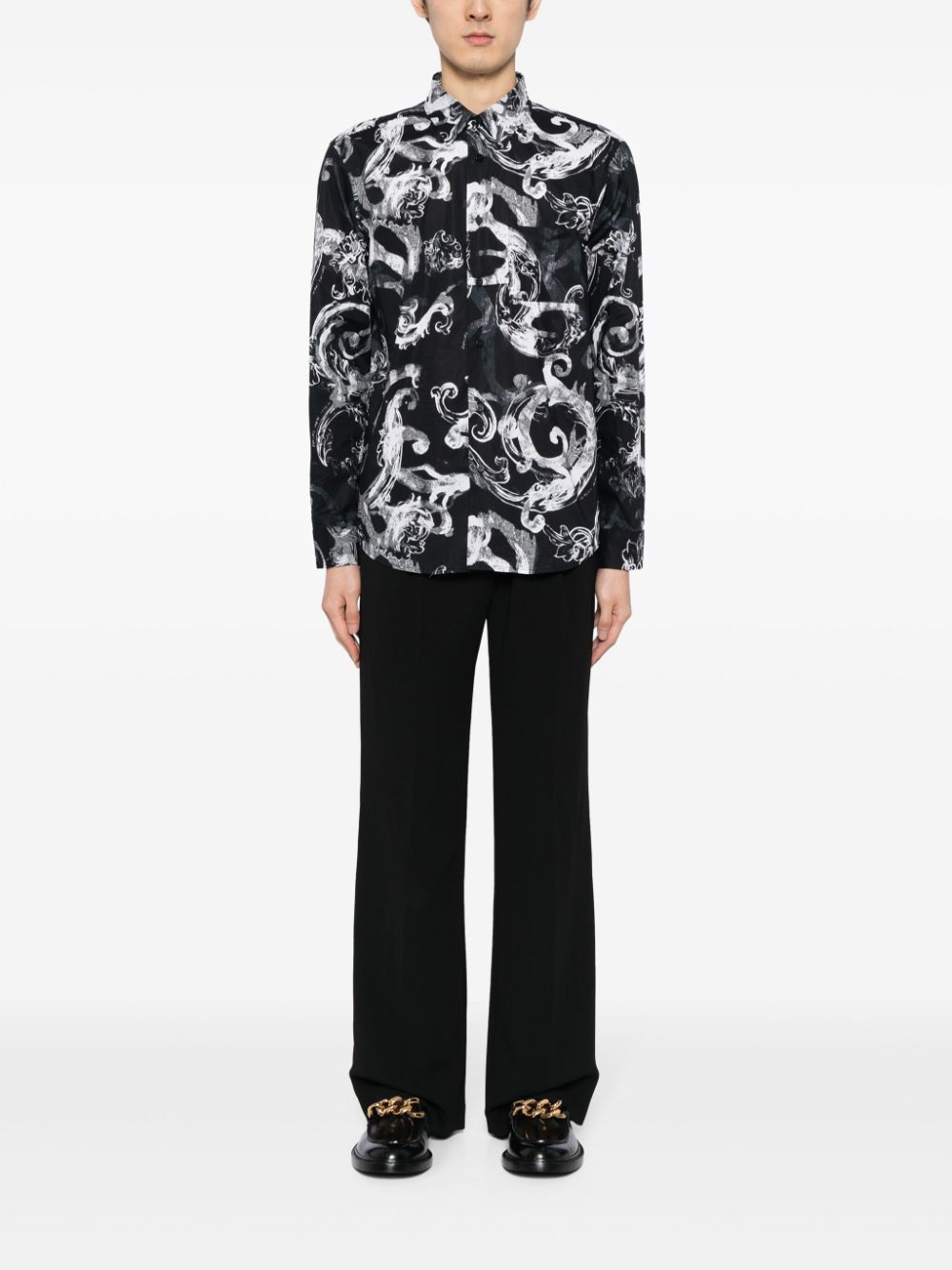 Versace Jeans Couture Katoenen overhemd met barokprint - Zwart