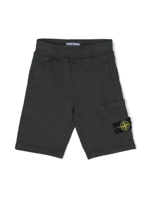 Stone Island Junior Compass-badge cotton shorts