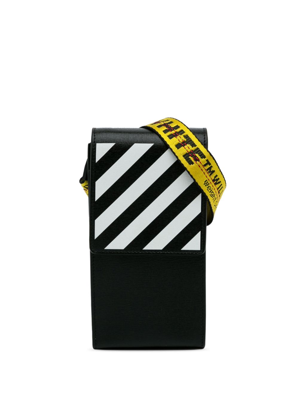 Pre-owned Off-white 2020 Diag-stripe Phone Holder In Black