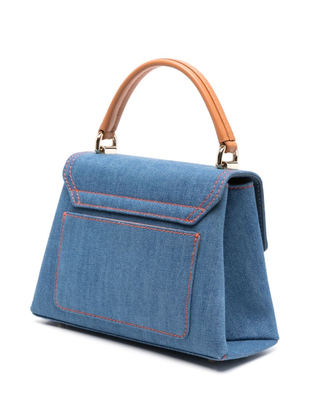 Shop Furla 1927 Denim Mini Bag In Blue