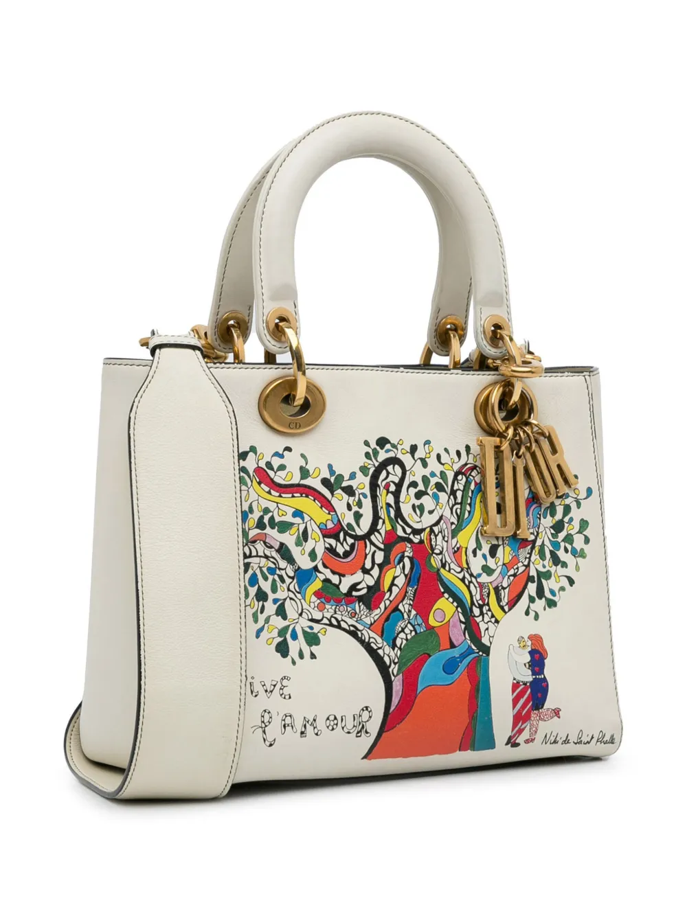 Pre-owned Dior 2018 Medium Niki De Saint Phalle Lady  Tote Bag In White