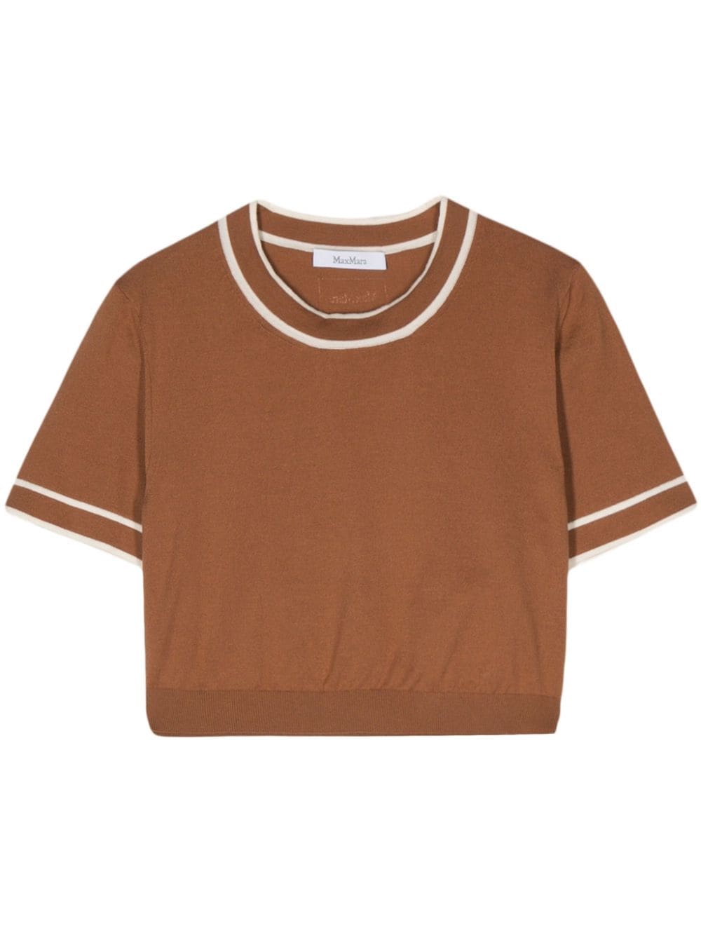 Shop Max Mara Fine-knit Cropped Top In Brown