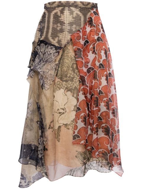 Biyan patchwork high-waisted skirt 