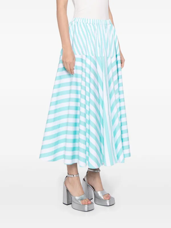 Patou Striped Cotton Maxi Skirt | Green | FARFETCH
