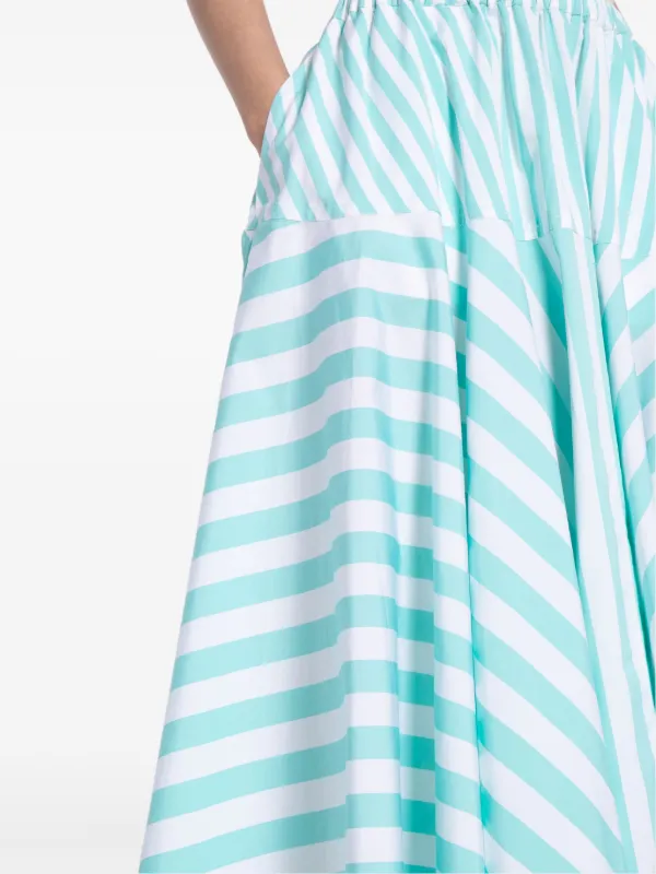 Patou Striped Cotton Maxi Skirt | Green | FARFETCH