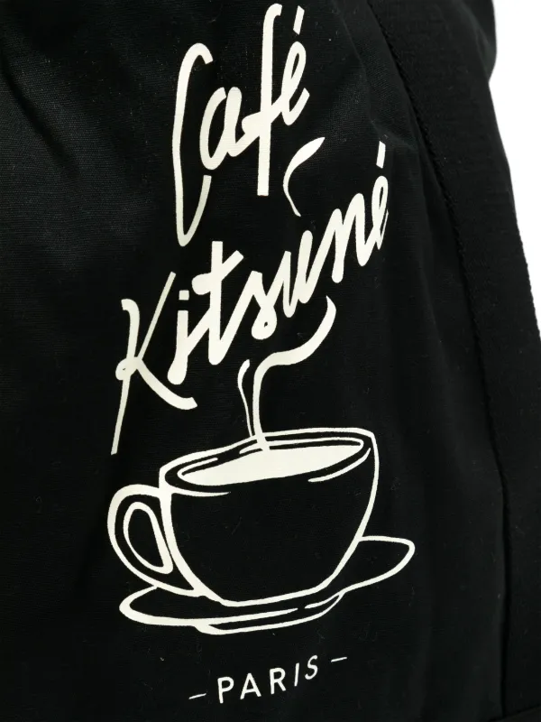 CAFÉ KITSUNÉ graphic-print Canvas Tote Bag | Black | FARFETCH PH